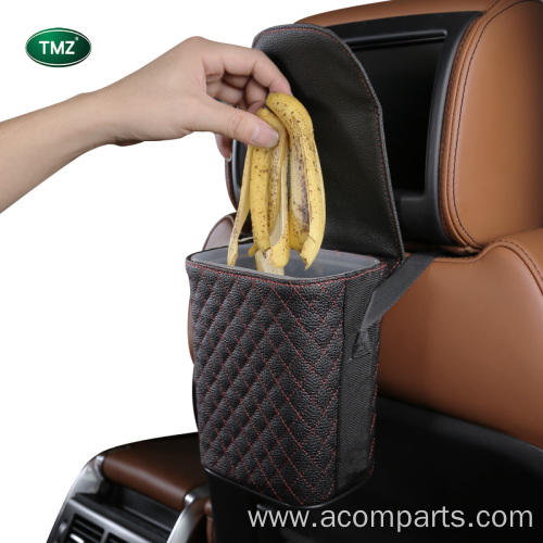 Leak-proof Hanging Vehicle Leather Car Garbage Can